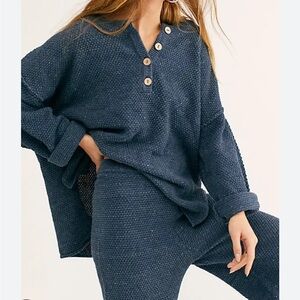 Free People Hailee Sweater Set navy